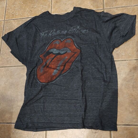 The Rolling Stones Tongue Logo Graphic Gray Short Sleeve T-Shirt Adult Unisex - Picture 2 of 6